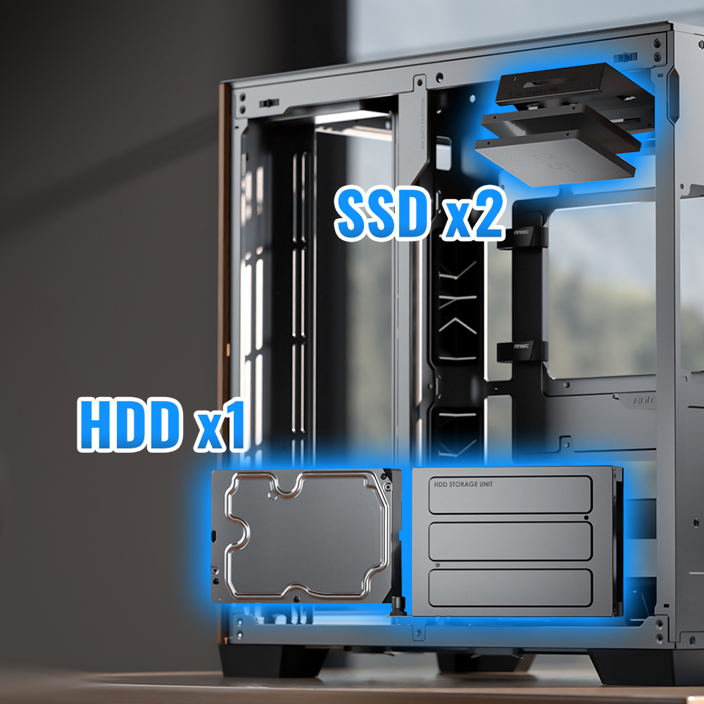 Antec C8 Curve Wood, Fans not Included, Wooden Front Panel, Super